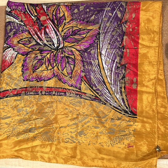 Honey silk square floral abstract shimmer scarf women’s - Picture 11 of 12